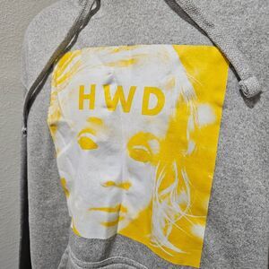 NWT Halfway Dead HWD Logo Baddie Grunge Baggy Hoodie Mens M Gray Yellow Graphic